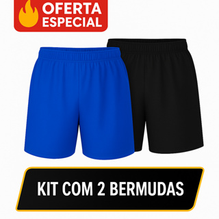 KIT 2 BERMUDAS DRYFIT HELANCA POLIESTER CASUAL CORES ATIVIDADES FISICA HOMEM MULHER DRY em Oferta na Shopee