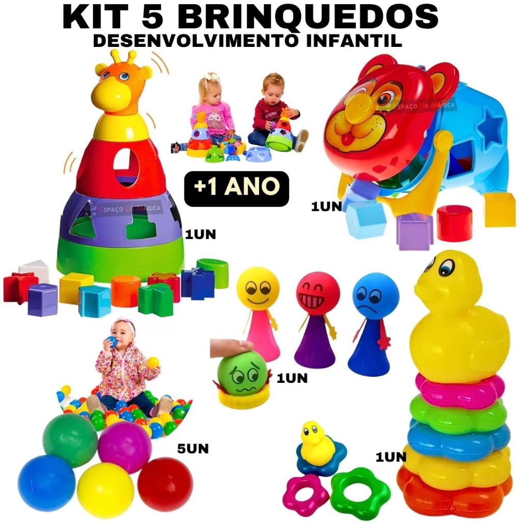 Kit 5x Brinquedo Educativo Didático 1 Ano, 2 Anos, 3 Anos, Brinquedo Montessori Criança Em Desenvolvimento Infantil