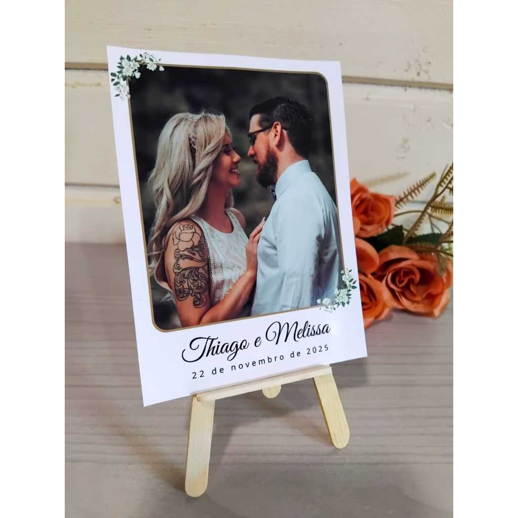10 centros de mesa foto + cavalete personalizado decoração casamento, festa, evento em Oferta na Shopee