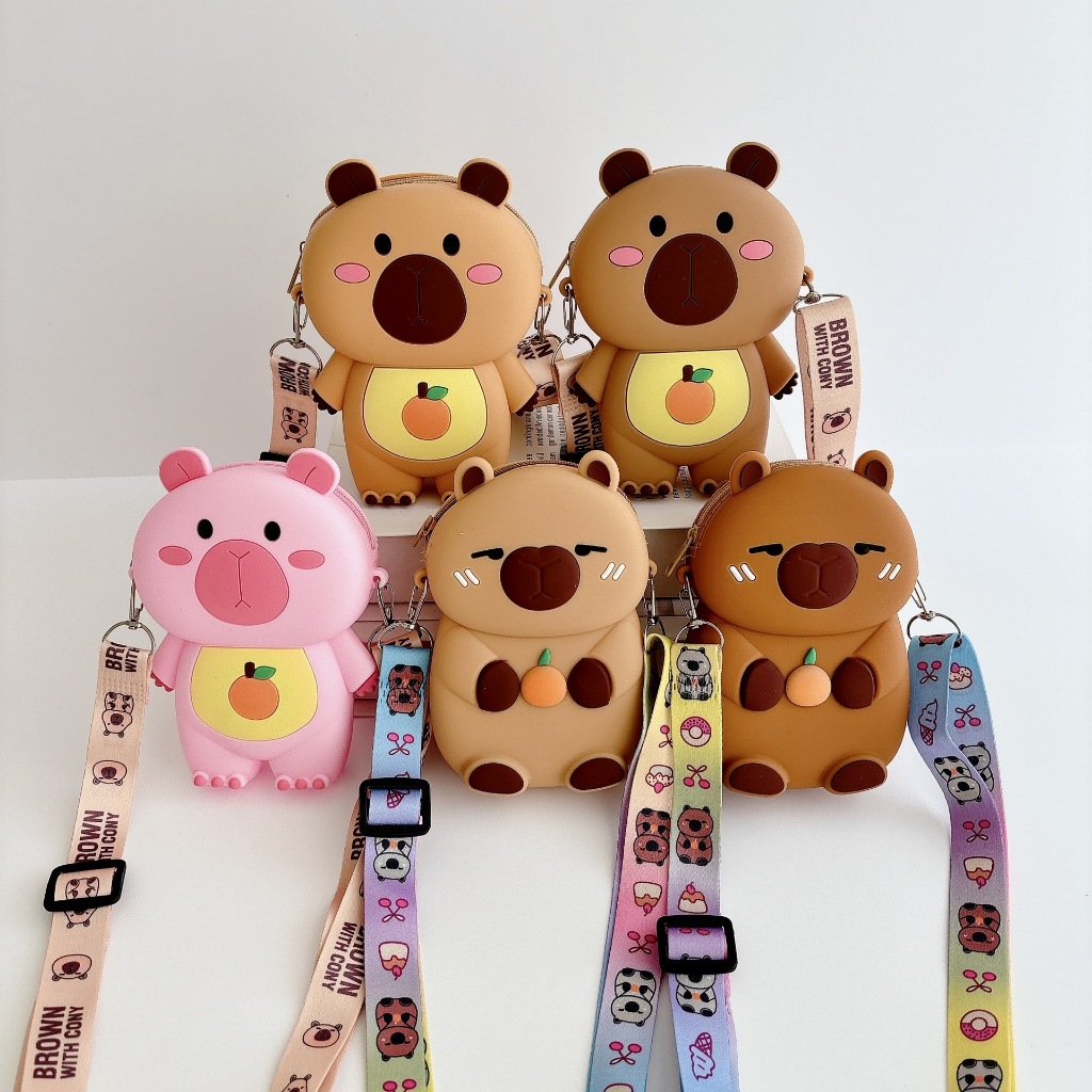 Bolsinha Mini Infantil Capivara Capy bala Mochilinha Silicone Confortável Leve