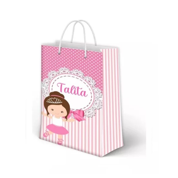 Sacolinha Bailarina Personalizada para Aniversário/ Lembrancinha Festa Infantil / Qualquer nome e idade