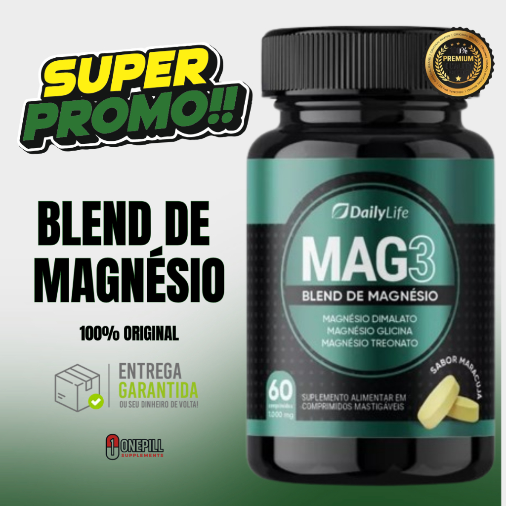 Blend de Magnésio MAG3 100% Original 3 em 1 em Oferta na Shopee