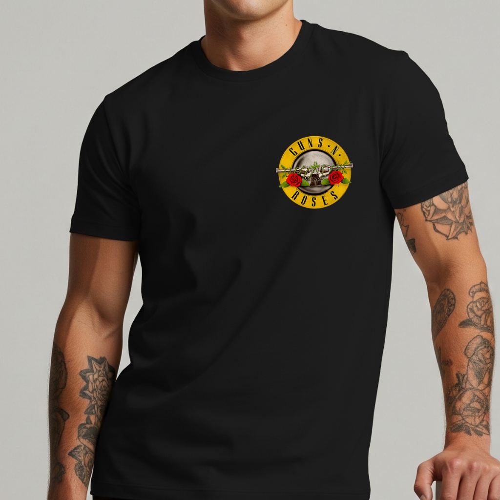 Camiseta Masculina Guns N' Roses Caveira Banda Rock Estilosa Algodão Camisa Tshirt