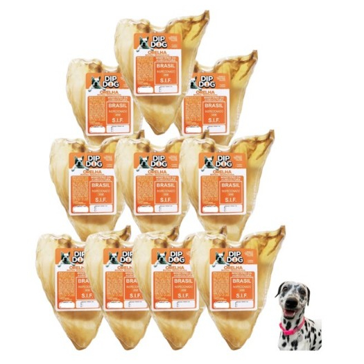 Petisco Orelha Bovina Desidratada Mordedor Pet Natural 10 Unidades