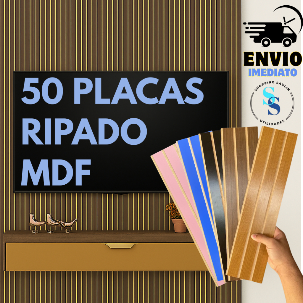 KIT 50 Placas Ripado MDF Autocolante |  Mais Vendido | Oferta Limitada | Envio Imediato