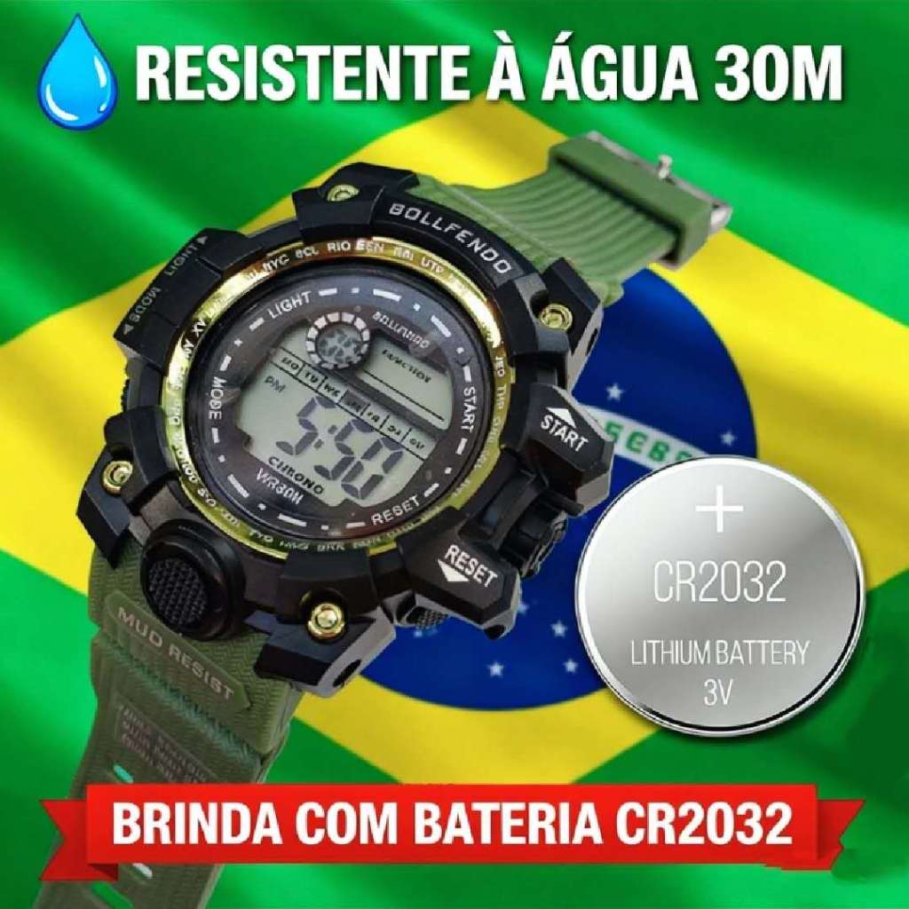 Relógio Digital Masculino SPORT 30M À Prova D'Água NÃO ALEATÓRIO + Bateria Extra CR2032 em Oferta na Shopee