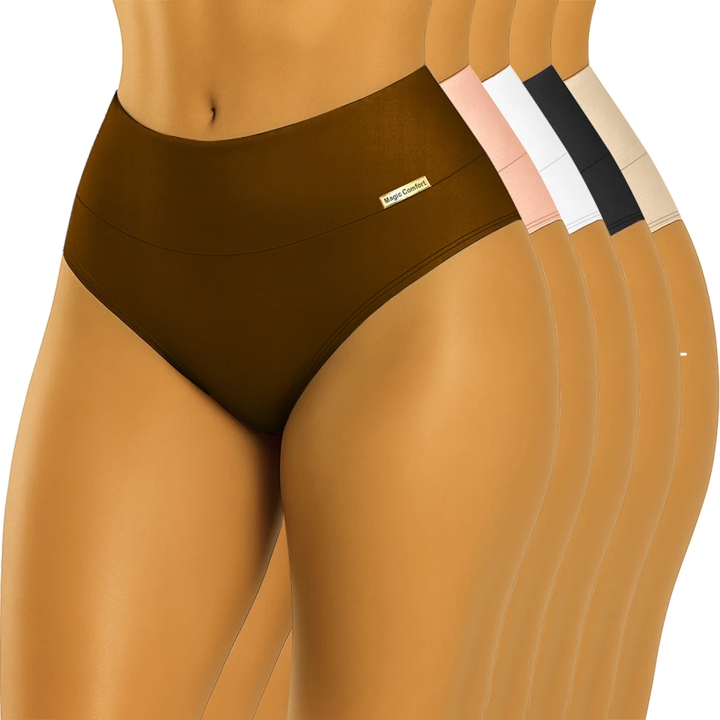 5 Calcinha Cós Alto Feminina Modeladora Cós Duplo Microfibra Confortável Promoção Magic Confecção — imagem 1