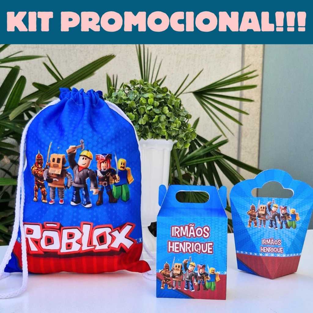 KIT FESTA MOCHILINHA PERSONALIZADA + Caixinhas Personalizadas ROBLOX | Lembrancinha Aniversário