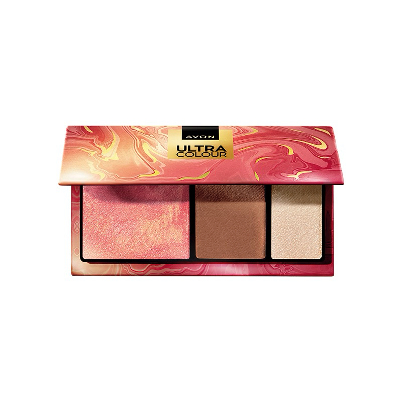 Paleta Facial Em Pó 3 Em 1 Blush/Pó Bronzeador/Iluminador Sunkissed Avon Ultra Color Original