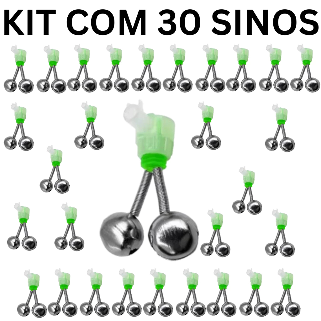 Kit 10 20 30 Sinos Duplo Alarme Para Vara De Pesca Suporte Sinalizador Guizo Sininho