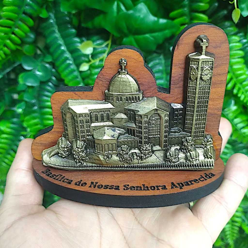 Basílica Nossa Senhora De Aparecida Madeira e Bronze Enfeite