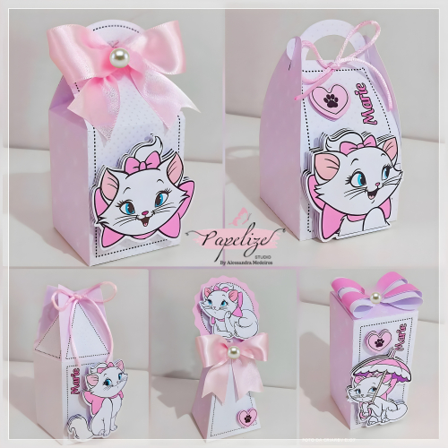 Kit Festa 3D – Caixinhas Personalizadas Aniversário lembrancinha Gata Rosa