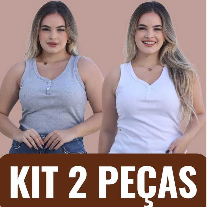Kit 2 Regatas Femininas com 3 botões - canelada penteada - Básica e Estilosa, Confortável para o verão