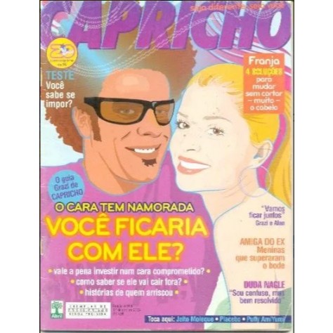 CAPA E MATÉRIA CAPRICHO, DE 17/04/2005, COM GRAZI MASSAFERA E ALAN PASSOS.