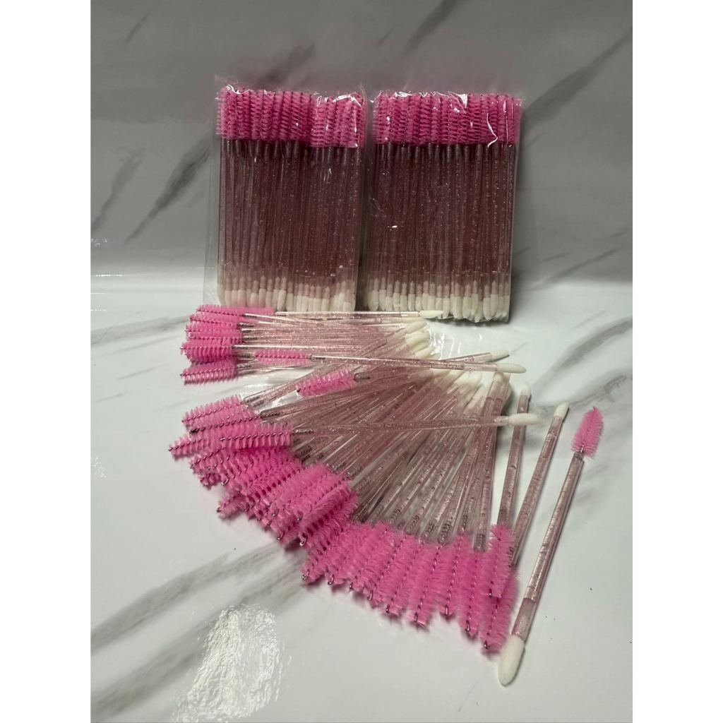 DF101-PC210    睫毛刷  novo 50/100/200 palitos  escovinha De cilios Com Lip Gloss ponta Dupla