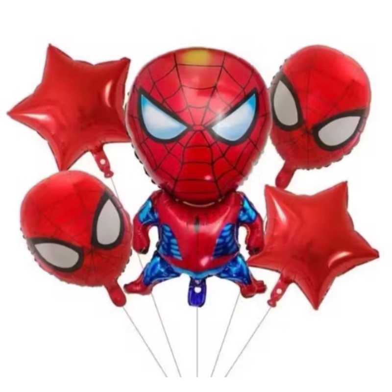 Kit C/1/4/5/6 Balões Metalizado Homem Aranha Corpo 80cm + Homem Aranha Cabeça 45cm