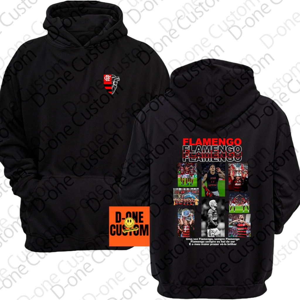 Moletom Blusa Frio Homenagem Jogador Uma Vez Sempre Mengao Hei de Ser Meu Maior Prazer Carioca Time