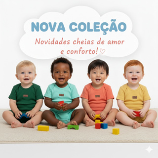 Conjunto Canelado Algodão  Body Bebê Manga Curta e Shorts Verão  Menino Menina P ao GG em Oferta na Shopee