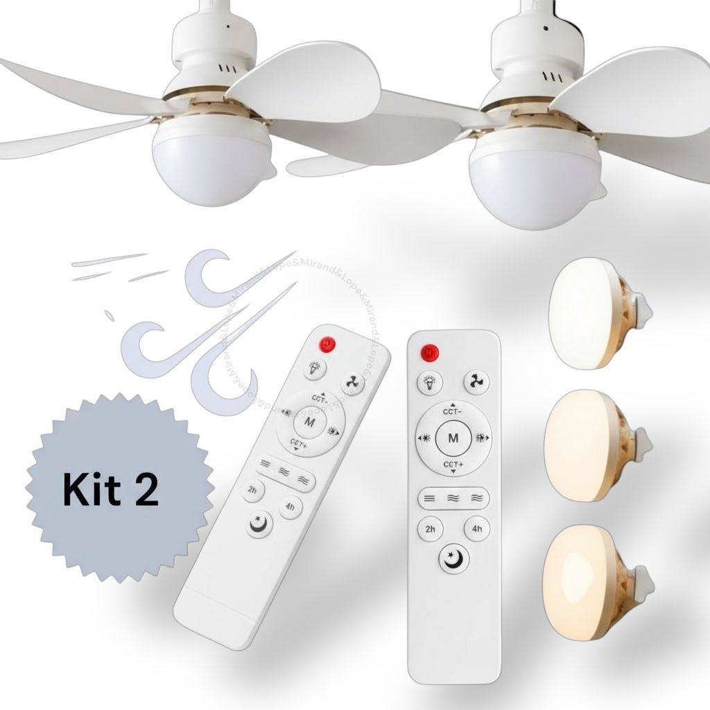 KIT 2 Ventilador de Teto Moderno com Luz LED, Controle Remoto, 6 Hélices | Bivolt 110w-220w 03