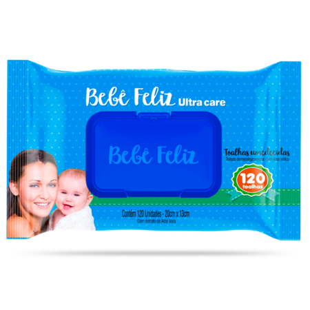 Lenço Umedecido Bebê Feliz Ultra Care Aloe Vera 120 Toalhas