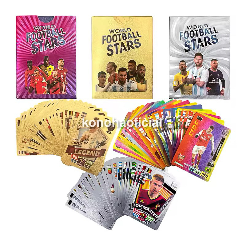 55 Cartas Futebol Ouro Prata Black Edição Limitada Superstars Mundial Cartas Brilhantes Colecionáveis