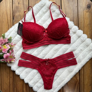 Conjunto Diva 2 Tiras Laterais Sutiã Com Calcinha Super Conforto Lingerie Roupa Cropedd em Oferta na Shopee