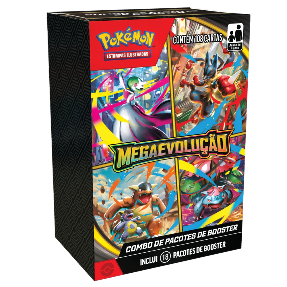 BOX Booster Display MEGA EVOLUÇÃO POKÉMON ME01 COPAG TCG BOX LUCARIO EX 18 PACOTES BOOSTER