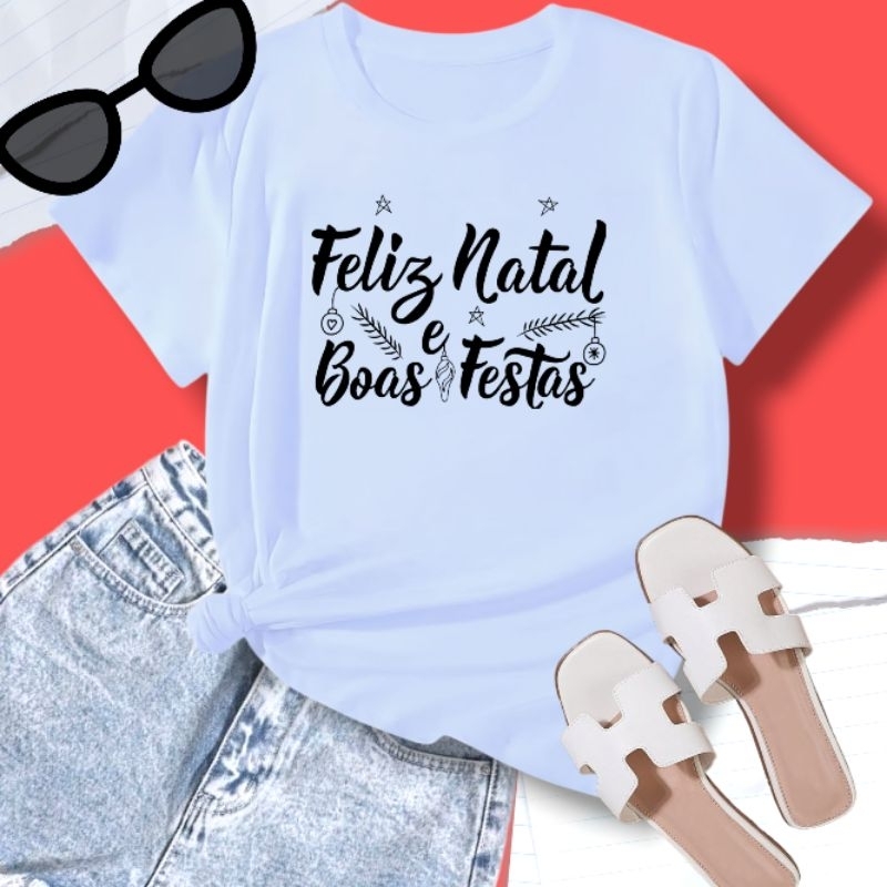 T-shirts Baby Look Feminina Feliz Natal, família, união