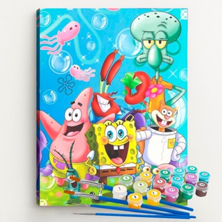 Kit Pintura Numerada Terapêutica - Bob Esponja 40x50cm em Oferta na Shopee