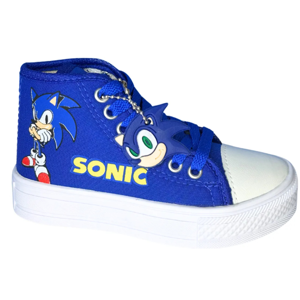 Tênis Infantil Sonic Azul Cano Alto com Chaveiro Exclusivo, Confortável, Ideal para Escola, Passeios e Dia a Dia das Cri