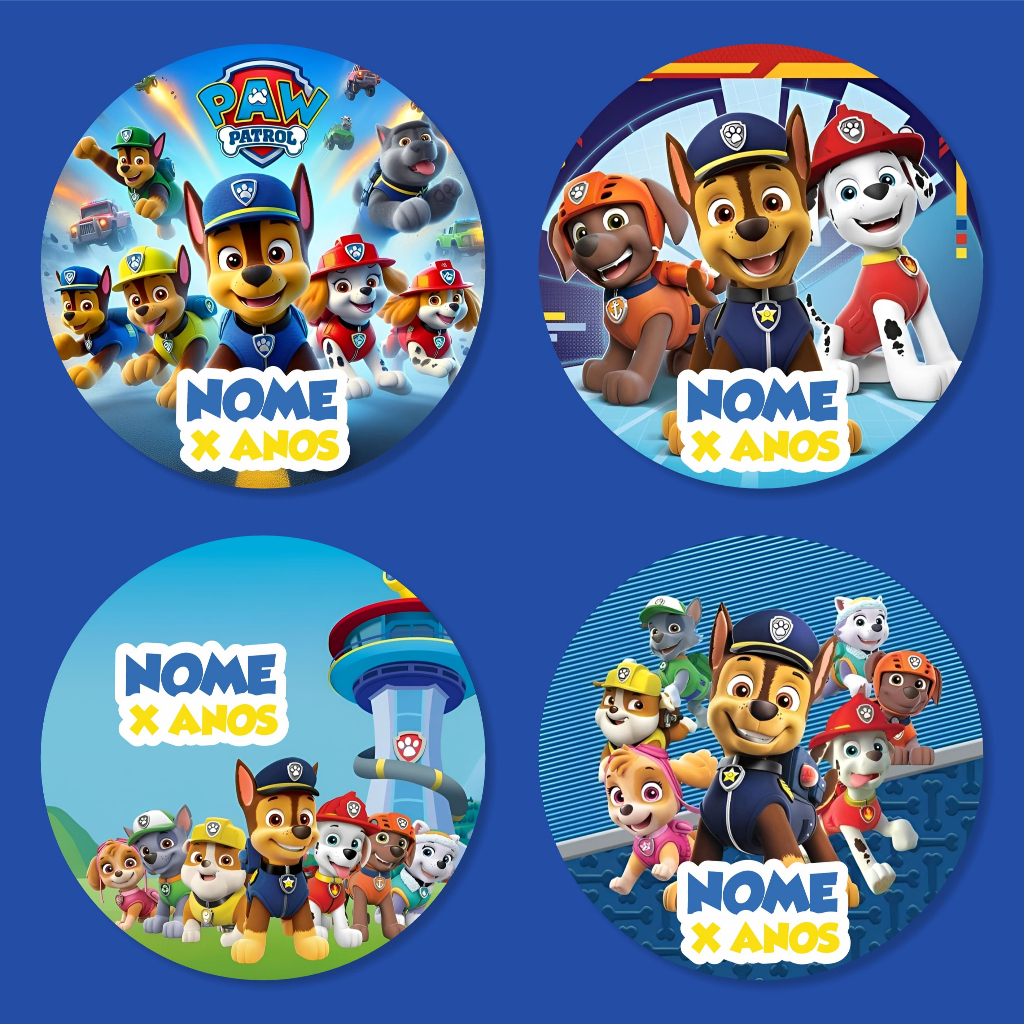 Adesivo Redondo Patrulha Canina 5x5cm – Lembrancinha, Festa Infantil em Oferta na Shopee
