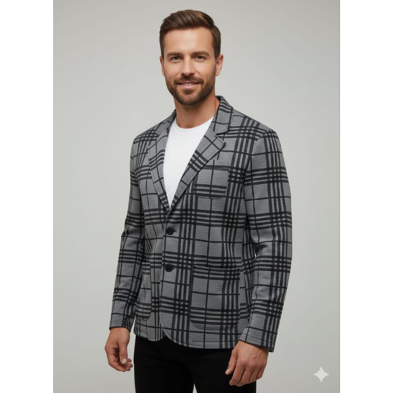 Blazer slin cinza xadrez