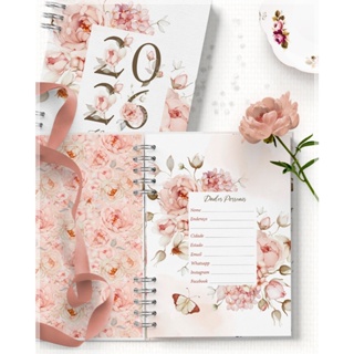 AGENDA 2026 - COLEÇÃO FLORAL - PERSONALIZADA - MIOLO COLORIDO ROSA, VINTAGE 1DPP em Oferta na Shopee