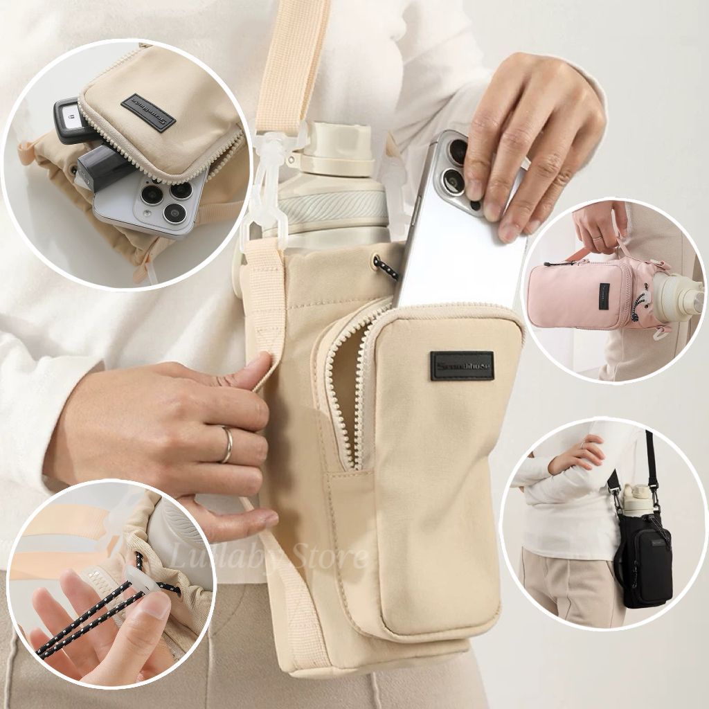 Bolsa Porta Garrafas De Água Compatível Com Copo  1,2 Litro Para Celular Chaveiro Com Alça De Ombro Ajustável