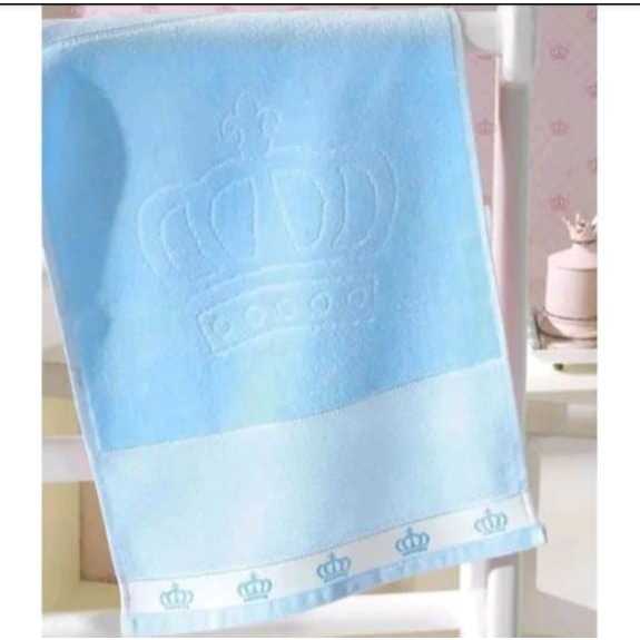 Kit 2 Toalha Coroa Bebê Clássico 30x45 Bordado Pintura Promo Talha para Boca