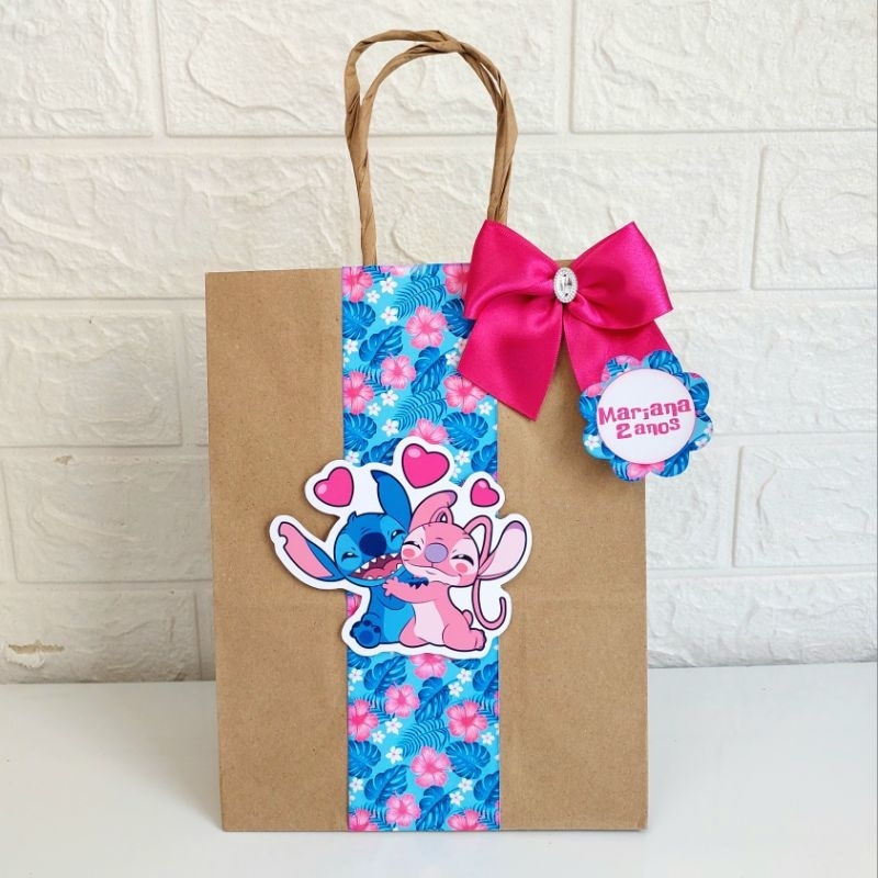 Sacolinha Surpresa Kraft tema STITCH E ANGEL (Fazemos qualquer tema) LEMBRANCINHAS E PERSONALIZADOS ANGEL LILO E STITCH