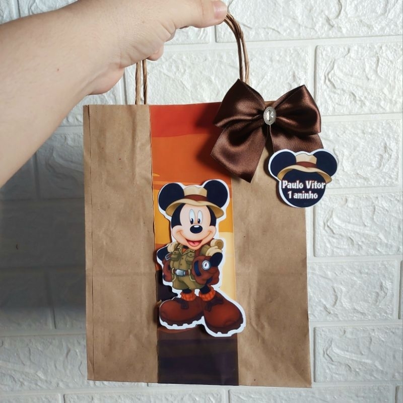 Sacolinha Surpresa Kraft tema Mickey Safari (Fazemos qualquer tema) LEMBRANCINHAS E PERSONALIZADOS MICKEY SAFARI