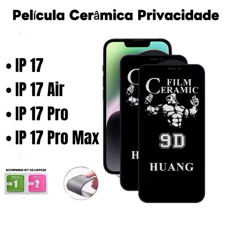 Película 9D Ceramica Privacidade Anti Spy para iPhone 17 Pro Max Air 17Pro 17Promax 17Air em Oferta na Shopee