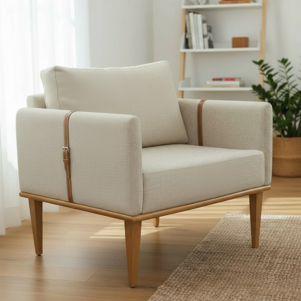 Poltrona Milla Luxo Madeira Maciça Castellar Móbile em Oferta na Shopee