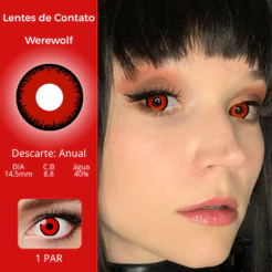 Lentes de Contato Festa Halloween Fantasia red Werewolf Bruxa Vermelha Mystic