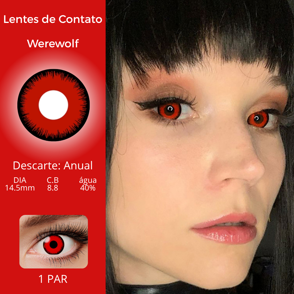 Lentes de Contato Festa Halloween Fantasia red Werewolf Bruxa Vermelha Mystic — imagem 2 de 2