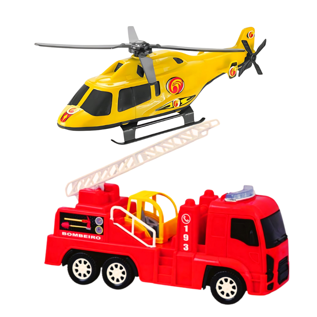 Brinquedo Para Menino Caminão Bombeiro  Infantil Menino Menina Carrinho HelicópteronBrinquedos Infantil Carrinhos Carro