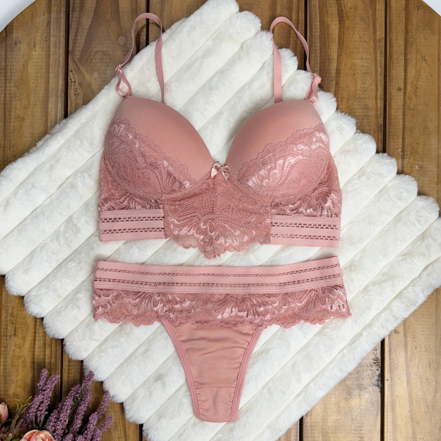 Conjunto DAMA Calcinha fio dental e Sutiã com Bojo Renda e aro Lingerie Sexy Conforto Cropped em Oferta na Shopee