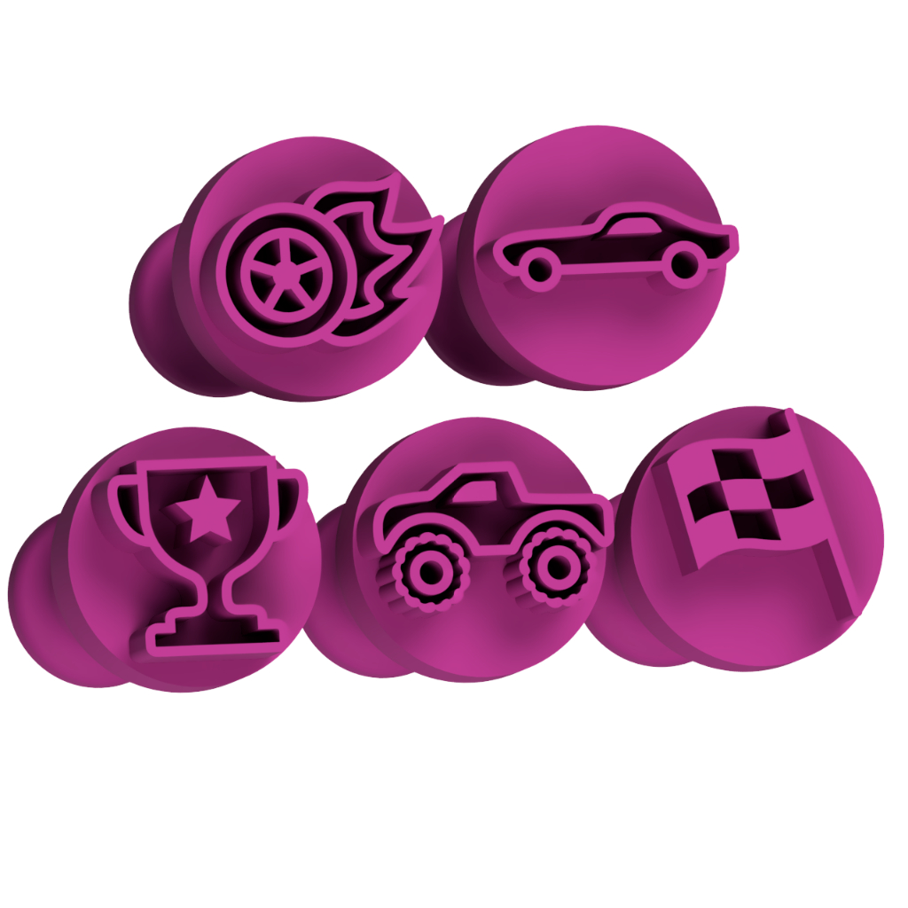 Kit Carimbos Docinhos Molde Festa Confeitaria - Hot - Wheels - Carros - Carrinhos - Trofeu - 5pçs