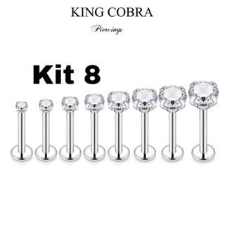 Kit8 Piercing Labret Ponto De Luz Helix Tragus Conch Aço Cirúrgico KA101 em Oferta na Shopee