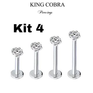 Kit4 Piercing Labret  Ponto De Luz Helix Tragus Conch Aço Cirúrgico KA101 em Oferta na Shopee