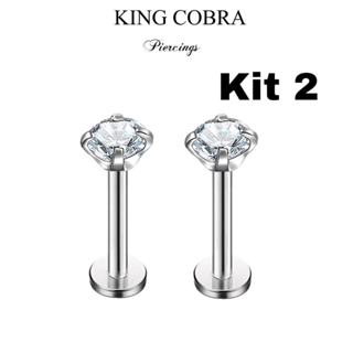 Kit 2 Piercing Labret  Ponto De Luz Helix Tragus Conch Aço Cirúrgico KA101 em Oferta na Shopee