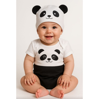 Kit Body Bebê - Urso Panda com Touquinha 1 em Oferta na Shopee