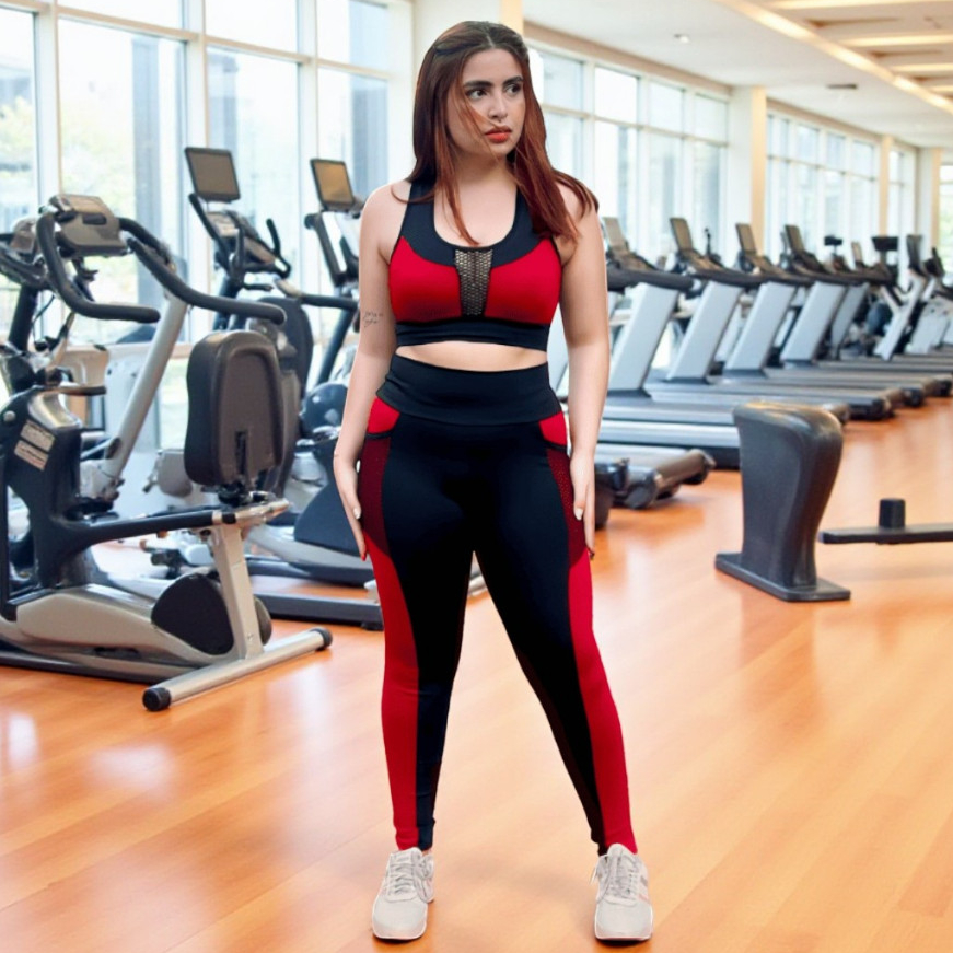 Conjunto Completo Fitness Feminino Suplex Top e Legging Ideal para Academia