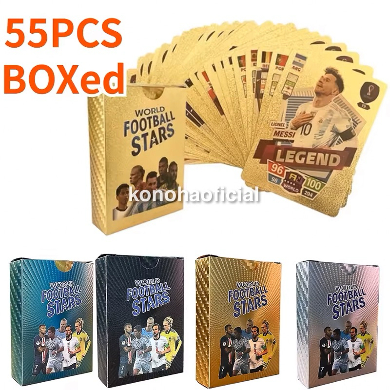 55 Pcs World Football Stars Cards Sortido Douradas Edição Limitada Jogadores Famosos Mundial Cartas De Coleção Brilhante em Oferta na Shopee
